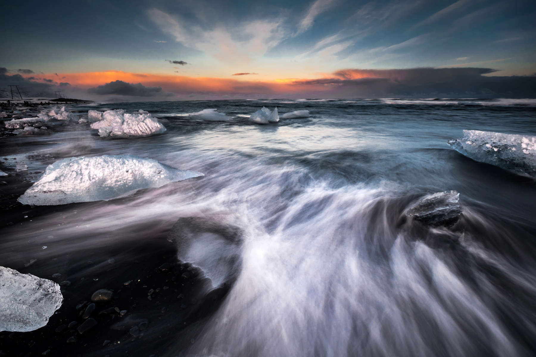 Wave movements around Ice blocks