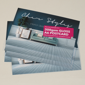 Postcards: Gloss Laminated front, Natural back