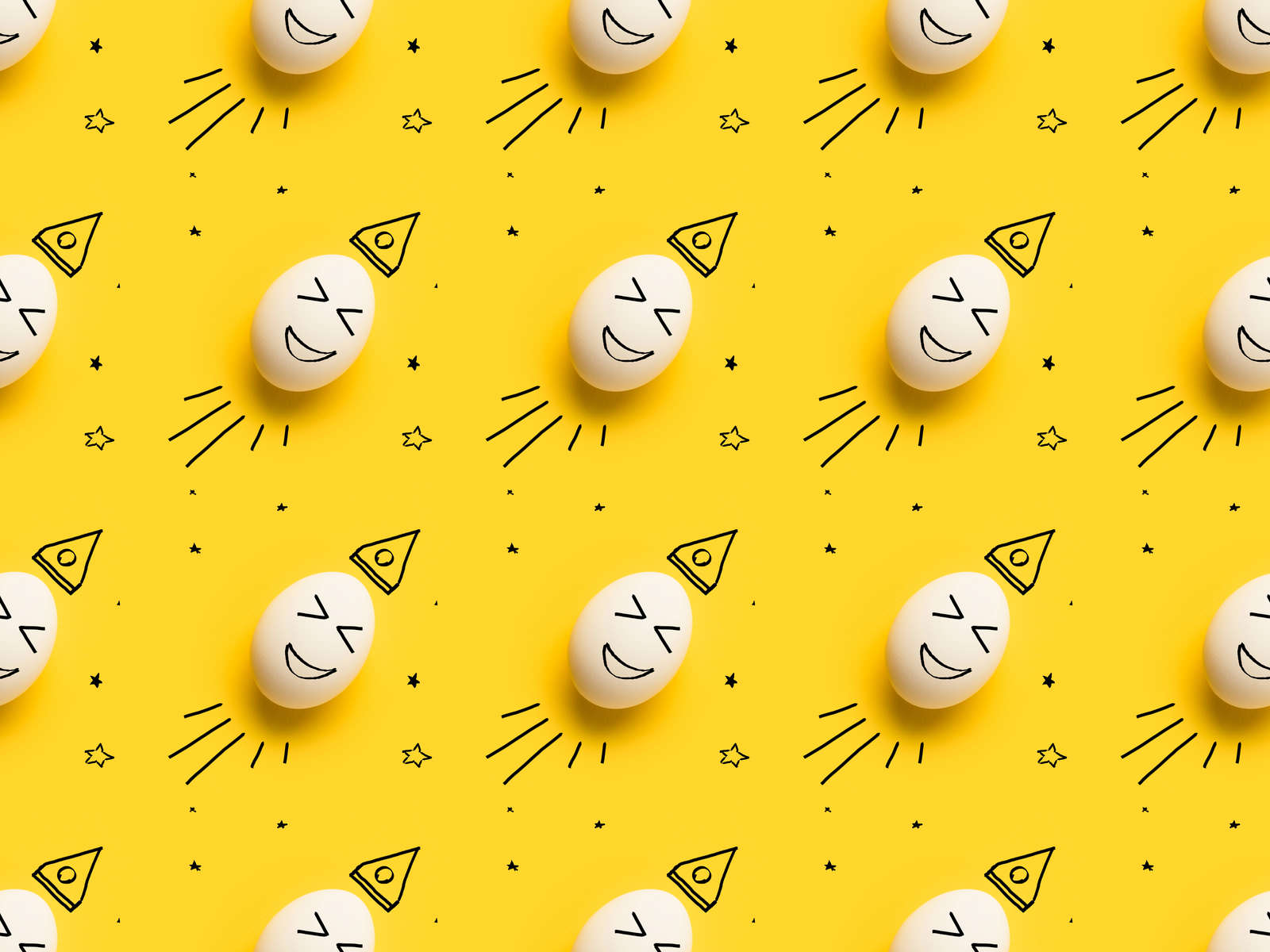 Painted eggs with smiling faces 