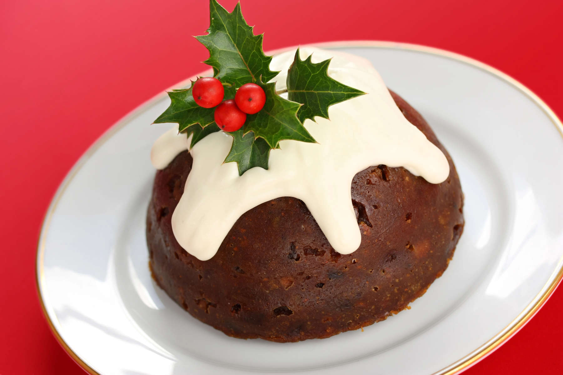 homemade christmas pudding isolated