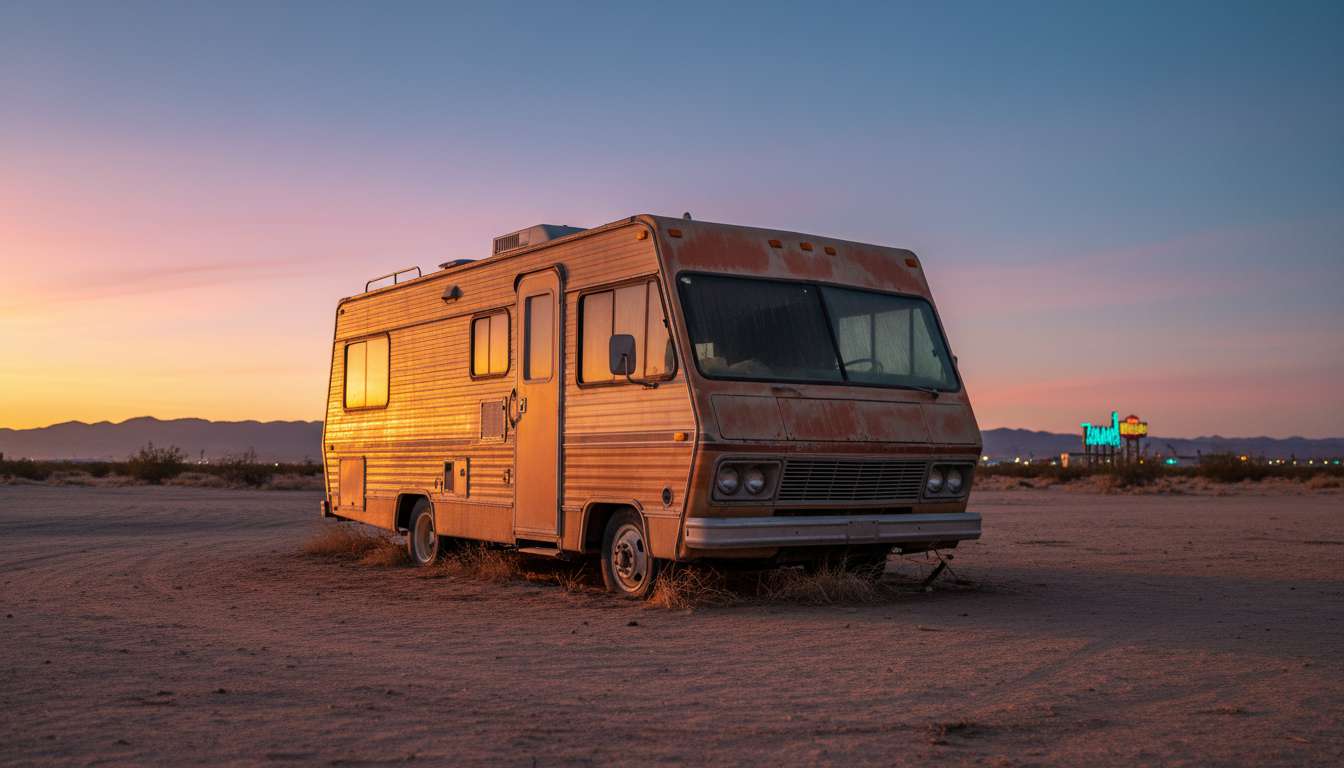 Urban street - A deserted RV in the Nevada desert