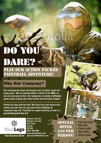 Paintball A4 Flyers by Rebecca Doherty