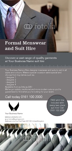 Suit Hire 1/3rd A4 Flyers by Nickola O'Connor