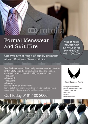 Suit Hire A5 Flyers by Nickola O'Connor