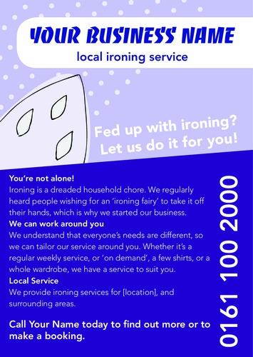 Ironing and Laundry Services A5 Flyers by Ashley Moore