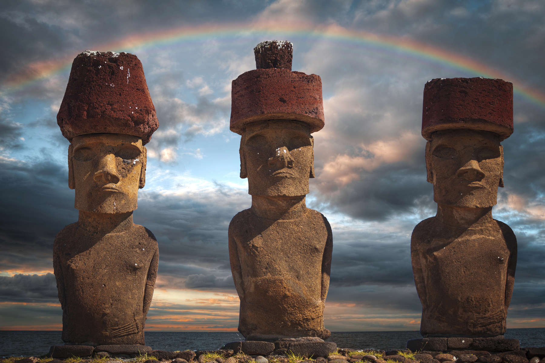 statue on Easter Island or Rapa Nui in the southeastern Pacific